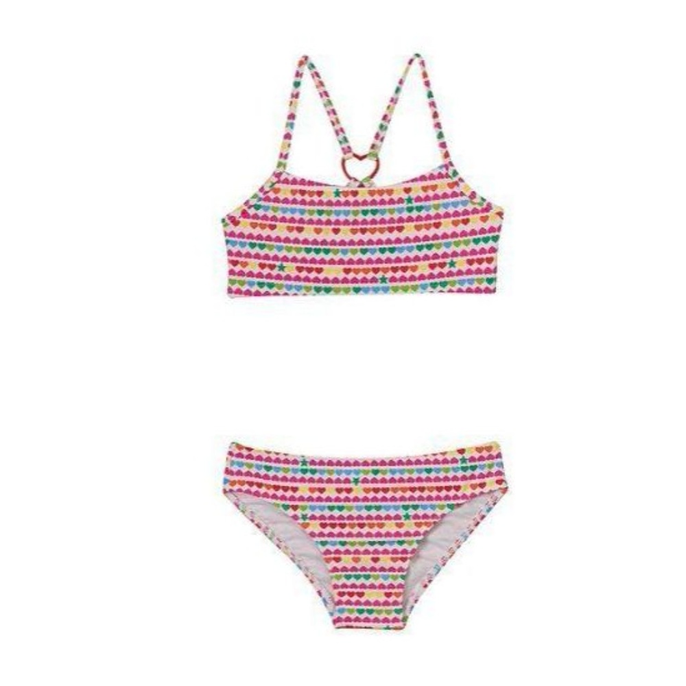 NEW Girl's Heart Print Bikini 2 Piece Swimsuit NWT - Picture 1 of 7